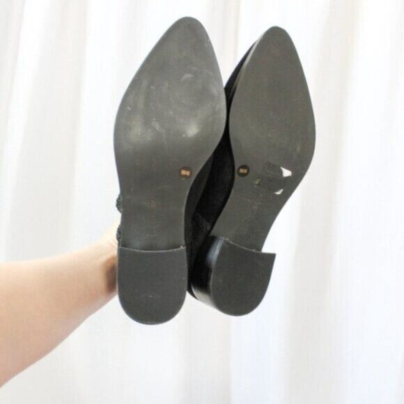 Lucky Brand Black Suede Terisha Pointy Toe Ankle Booties Low Heel 9 - Picture 8 of 8